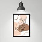 Quadro Abstrato Orgânico Folha Rosê Marrom 33x24cm Moldura:ma