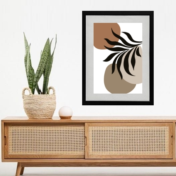 Quadro Abstrato Orgânico Folhagem - 60x48cm Moldura:madeira P