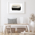 Quadro Abstrato Pinceladas Bege Com Preto - 60x48cm Moldura:m