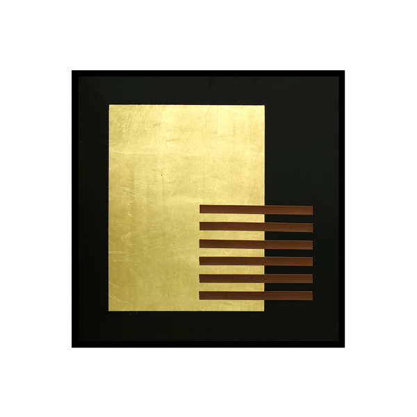 Quadro Decorativo Abstrato Retngulo com Moldura Preta Retangular com Vidro 80x80cm