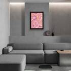 Quadro Abstrato Rosa Ondas 24x18cm Moldura:madeira Preta