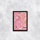 Quadro Abstrato Rosa Ondas 33x24cm - Com Vidro Moldura:madeir