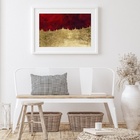 Quadro Abstrato Vermelho Com Dourado - 60x48cm Moldura:madeir