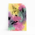 Quadro Akita Inu Cachorro Aquarela Canvas 20x30cm