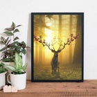 Quadro Alce Com Chifre De Flores 24x18cm Moldura:madeira Bran