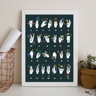 Quadro Alfabeto Manual - Libras 33x24cm - Com Vidro Moldura:m