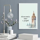 Quadro All You Need Is A Passport 33x24cm - Com Vidro Moldura