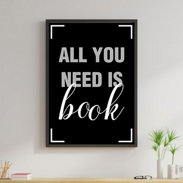 Quadro All You Need Is Book 45x34cm - Com Vidro Moldura:madei