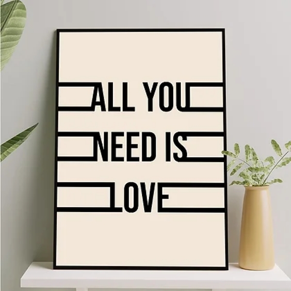 Quadro All You Need Is Love 33x24cm Moldura:madeira Branca