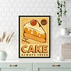 Quadro Amarelo Para Cozinha - Bolo 24x18cm Moldura Preta