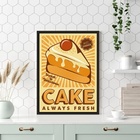 Quadro Amarelo Para Cozinha - Bolo 45x34cm - Com Vidro Moldur