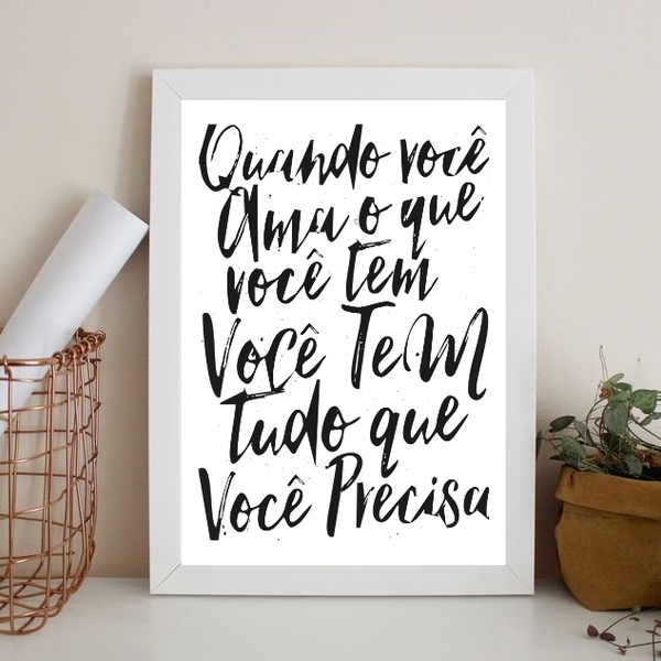 Quadro Ame O Que Você Tem - Lei Atração 24x18cm - Com Vidro M