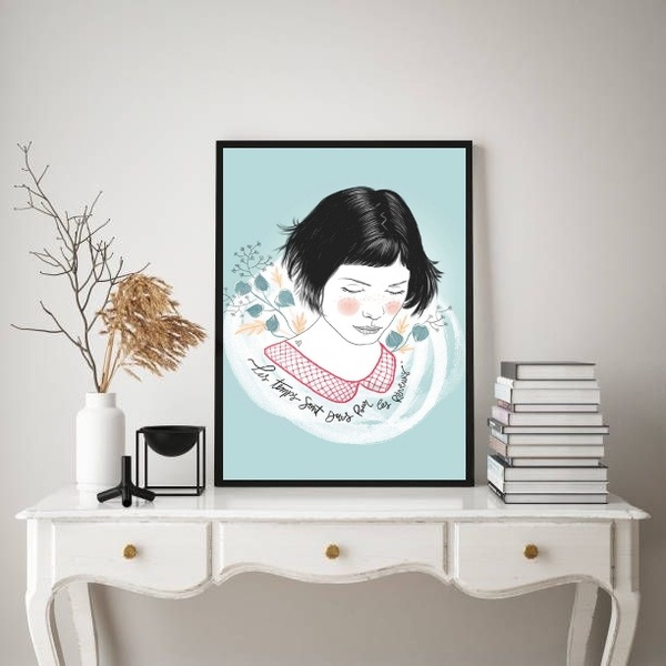 Quadro Amelie Poulain - Frase 33x24cm Moldura Preta