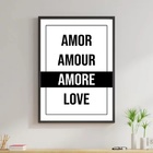 Quadro Amor Em Várias Línguas 33x24cm Moldura:madeira Branca