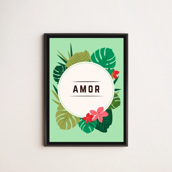 Quadro Amor Tropical 24x18cm Moldura:madeira Branca