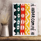 Quadro Andar Com Fé - Estampa 45x34cm - Com Vidro Moldura Bra