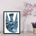 Quadro Andorinha Portuguesa 24x18cm - Com Vidro Moldura:madei