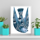 Quadro Andorinha Portuguesa 24x18cm Moldura:madeira Preta