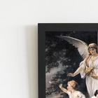 Quadro Anjo Da Guarda Arte Religião Moldura Preta 60x40cm
