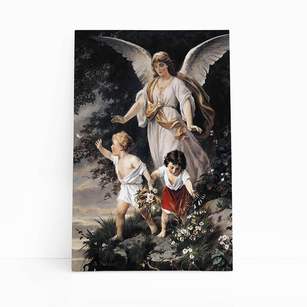 Quadro Anjo Da Guarda Arte Religião Natureza Canvas 100x70cm