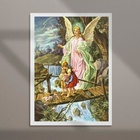 Quadro Anjo Protegendo Crianças 45x34cm - Com Vidro Moldura P