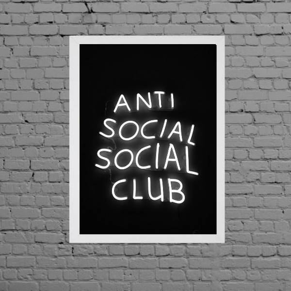 Quadro Anti Social Social Club 45x34cm - Com Vidro Moldura:ma