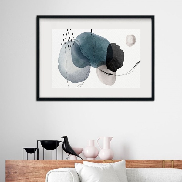 Quadro Aquarela Abstrata Petróleo - 60x48cm Moldura:madeira B