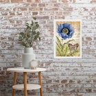 Quadro Aquarela Borboleta E Flor 33x24cm - Com Vidro Moldura: