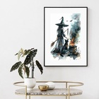 Quadro Aquarela Bruxa - 60x48cm Moldura Branca