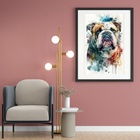 Quadro Aquarela Bulldog Inglês - 60x48cm Moldura:madeira Bran