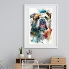 Quadro Aquarela Bulldog Inglês - 60x48cm Moldura:madeira Bran