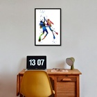 Quadro Aquarela Casal De Mergulhadores 45x34cm Moldura:madeir