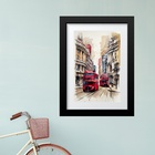 Quadro Aquarela Londres Inglaterra - 60x48cm Moldura Preta