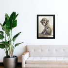Quadro Aquarela Macaquinho 45x34cm Moldura:madeira Preta