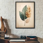 Quadro Aquarela Moderna Folha Cores Suaves 45x34cm Moldura:ma