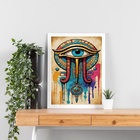 Quadro Aquarela Olho De Horus 45x34cm Moldura:madeira Preta