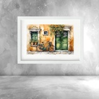 Quadro Aquarela Paisagem Bicicleta - 60x48cm Moldura Branca