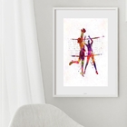 Quadro Aquarela Vôlei - 60x48cm Moldura:madeira Preta