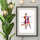 Quadro Aquarela Vôlei - 60x48cm Moldura:madeira Preta