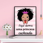 Quadro Aqui Dorme Uma Princesa Cacheada 33x24cm - Com Vidro M
