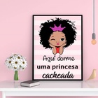 Quadro Aqui Dorme Uma Princesa Cacheada 45x34cm Moldura:madei