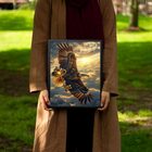 Quadro Arquétipo Águia Com Chave De Ouro 33x24cm Moldura Preta