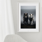 Quadro Arquétipo Casal De Lobos - 60x48cm Moldura:madeira Pre