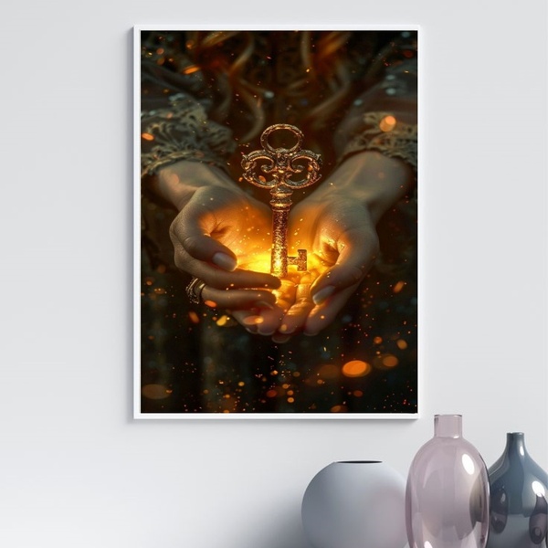 Quadro Arquétipo Chave Mágica Iluminada 45x34cm - Com Vidro M