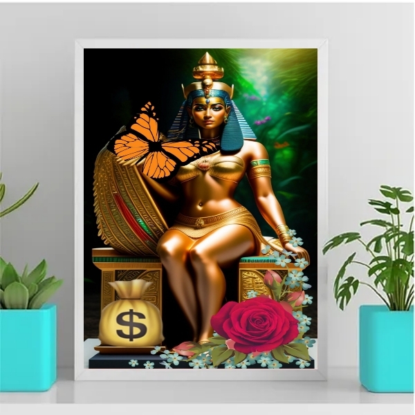 Quadro Arquétipo Cleópatra 33x24cm - Com Vidro Moldura:madeir