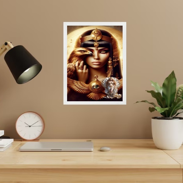 Quadro Arquétipo Cleópatra Águia Afrodite 45x34cm - Com Vidro