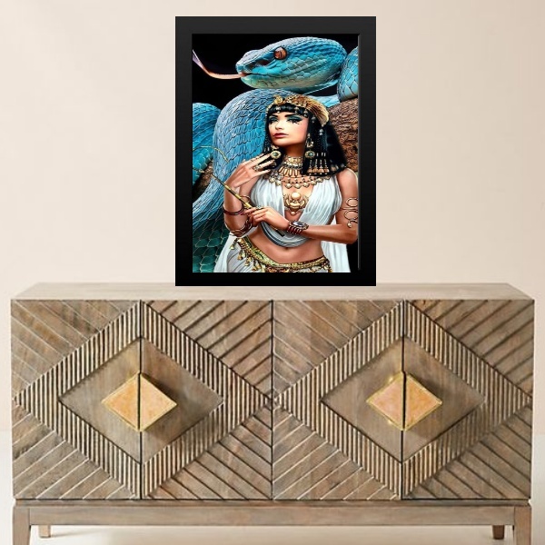 Quadro Arquétipo Cleópatra Poderosa 33x24cm Moldura Branca