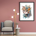 Quadro Arquétipo Coruja  Ouro - 60x48cm Moldura:madeira Branca