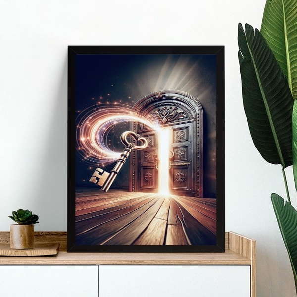 Quadro Arquétipo Da Chave Mágica 33x24cm - Com Vidro Moldura