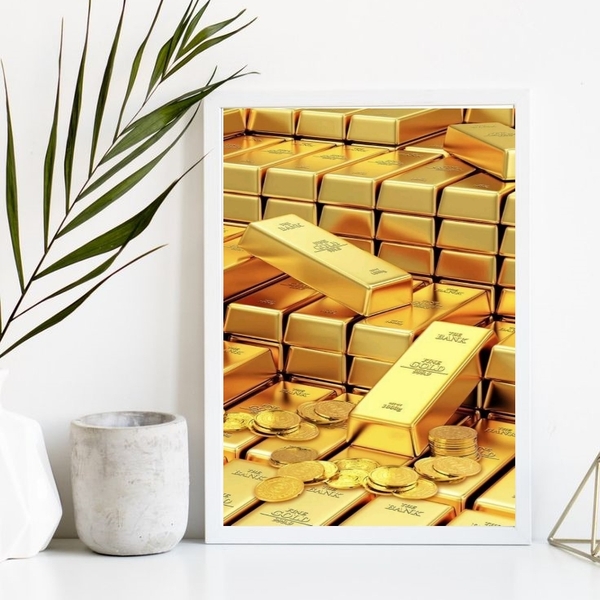 Quadro Arquétipo Da Prosperidade Barras de ouro 45x34cm - Com